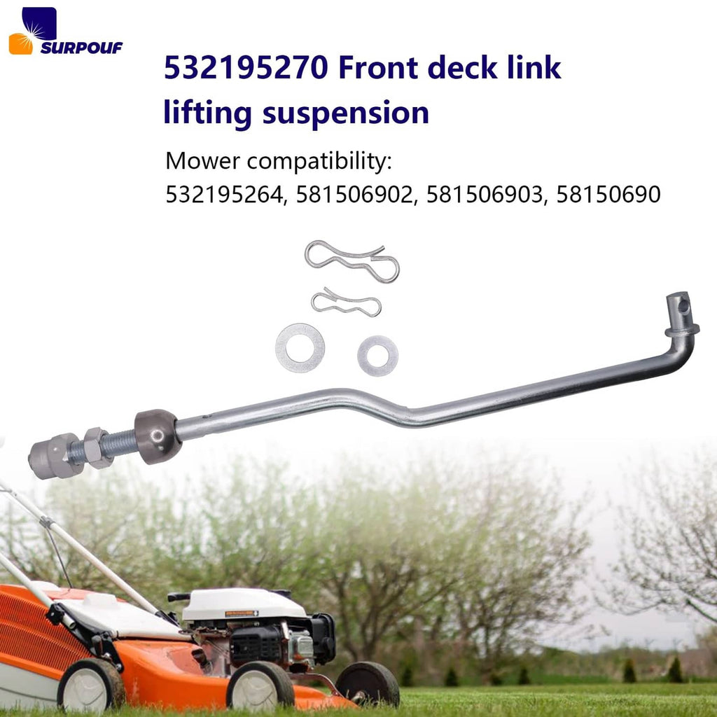 Front deck lift link with washers and cotter clips included