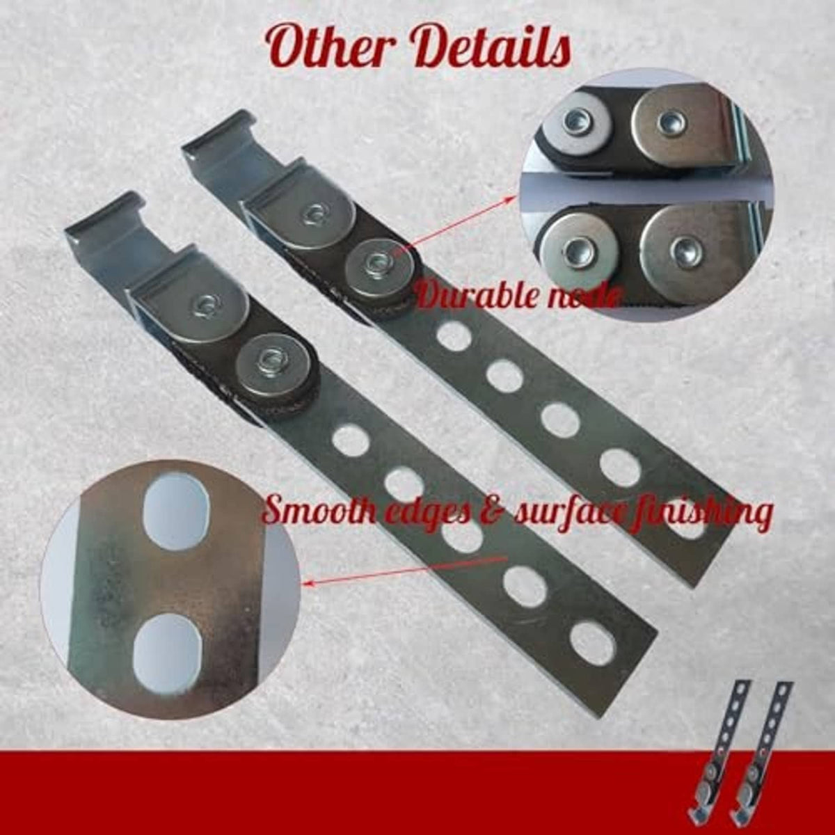 Black steel exhaust hanger with smooth edges and bolted rubber isolator rollers