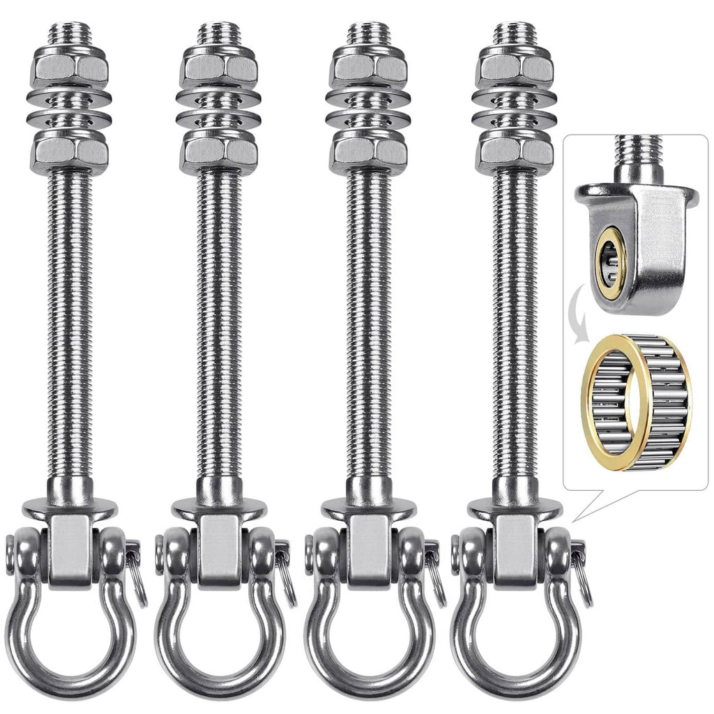 Stainless steel swing hanger set with four 180-degree bearing hooks