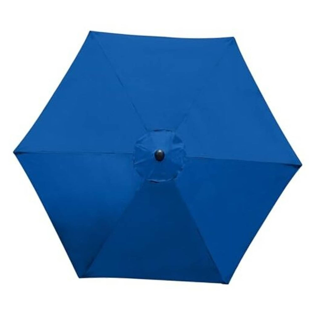 Royal blue hexagonal patio umbrella replacement canopy with center button and stitched panels