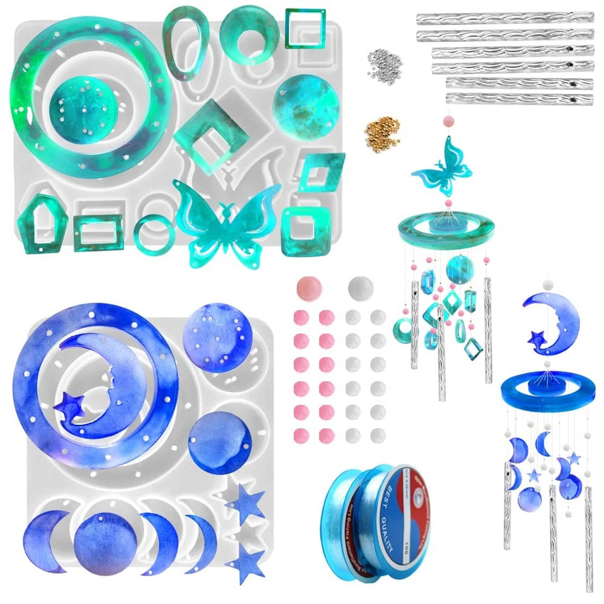 RivetOak FineGood 2 Set Wind Chimes Resin Molds, Molds Silicone Default