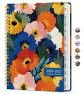 2026–2027 academic planner with vivid petals floral cover, spiral-bound and elastic band