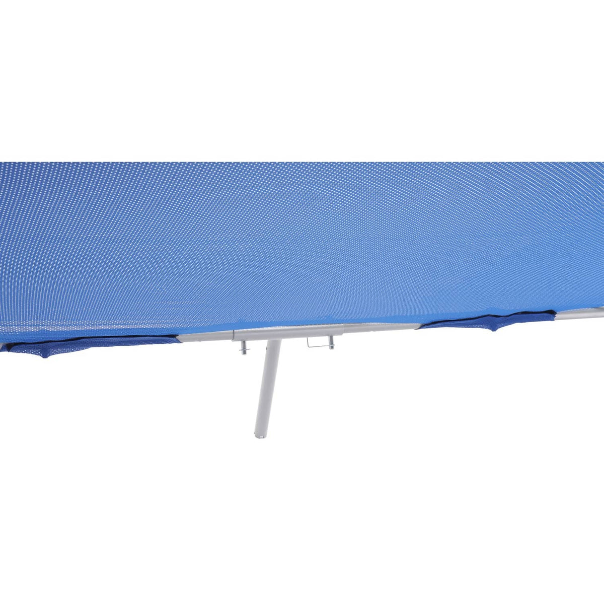 Blue boat sun shade canopy with aluminum legs and support brackets