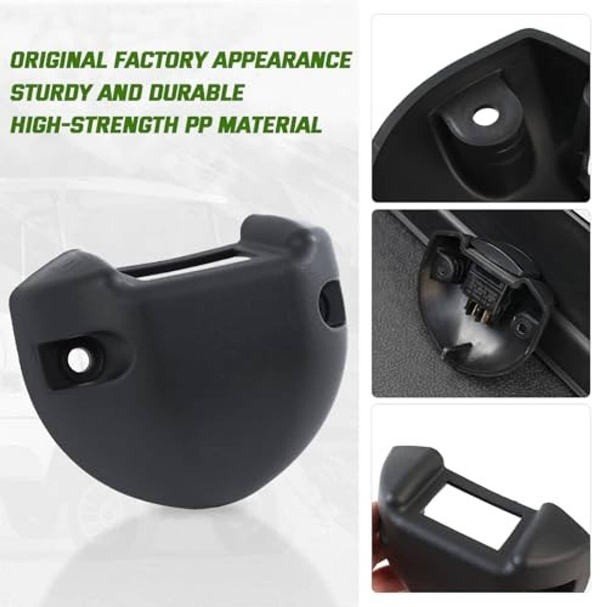 Black switch housing base cover with circular opening and side mounting holes
