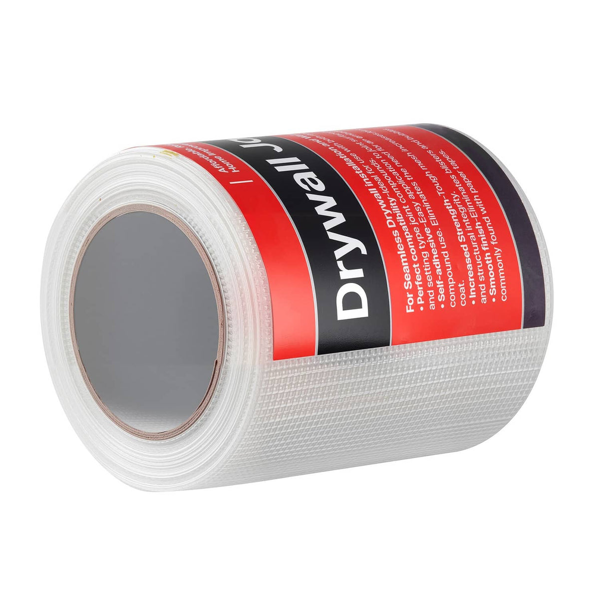 White Drywall Joint Tape roll with red label band, self-adhesive fiberglass mesh