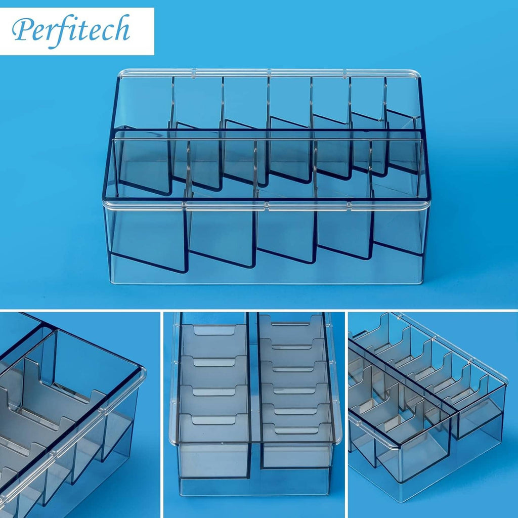 Clear clippers guard holder organizer with hinged lid and compartment slots