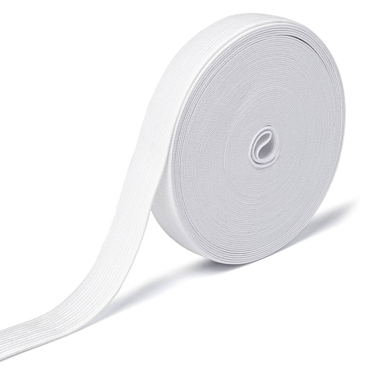 White 3/4 inch sewing elastic band roll with ribbed texture