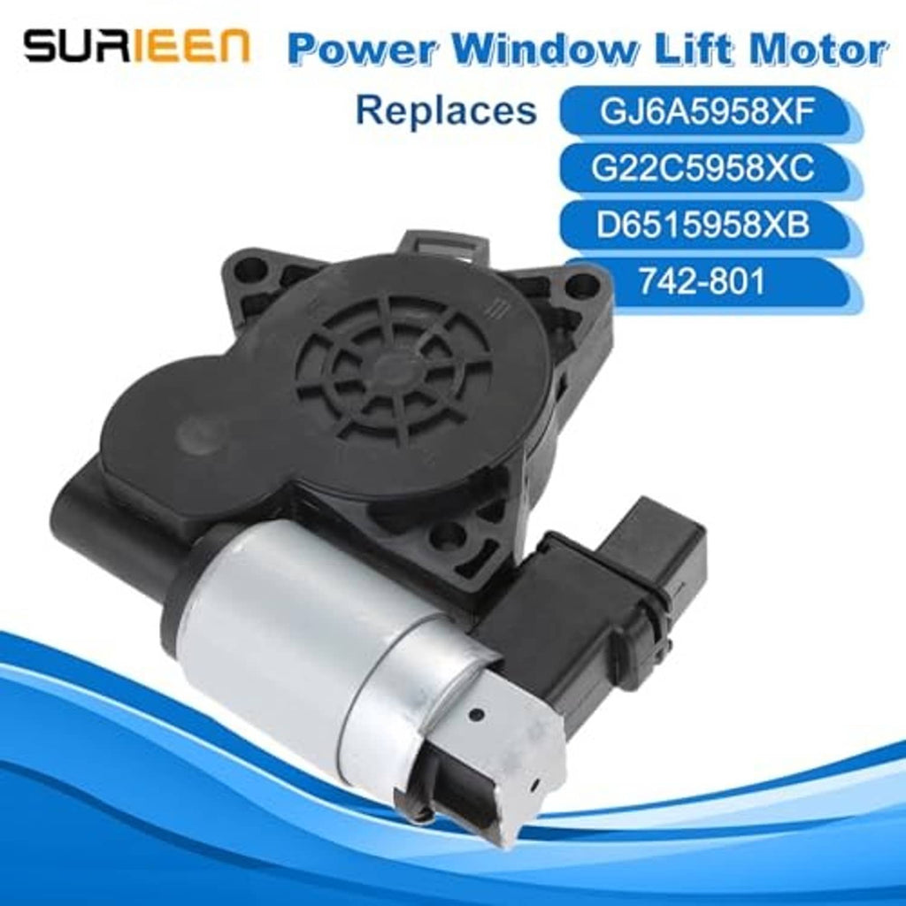 Power window lift motor with black circular fan cover and silver motor cylinder