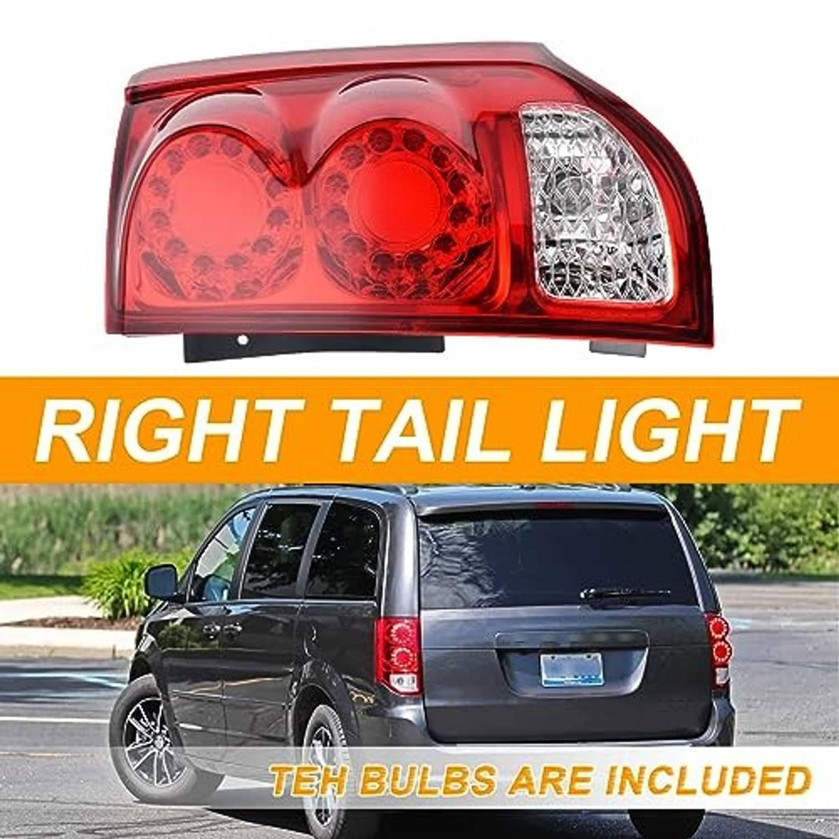 Right tail light on vehicle, red rear lamp with clear reverse light section