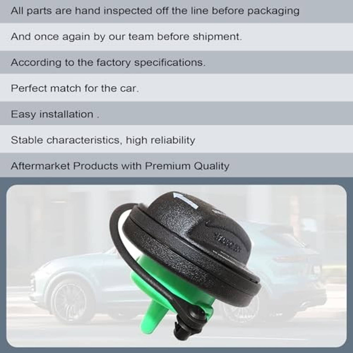 Fuel tank gas cap filler cap with green insert and black textured cover