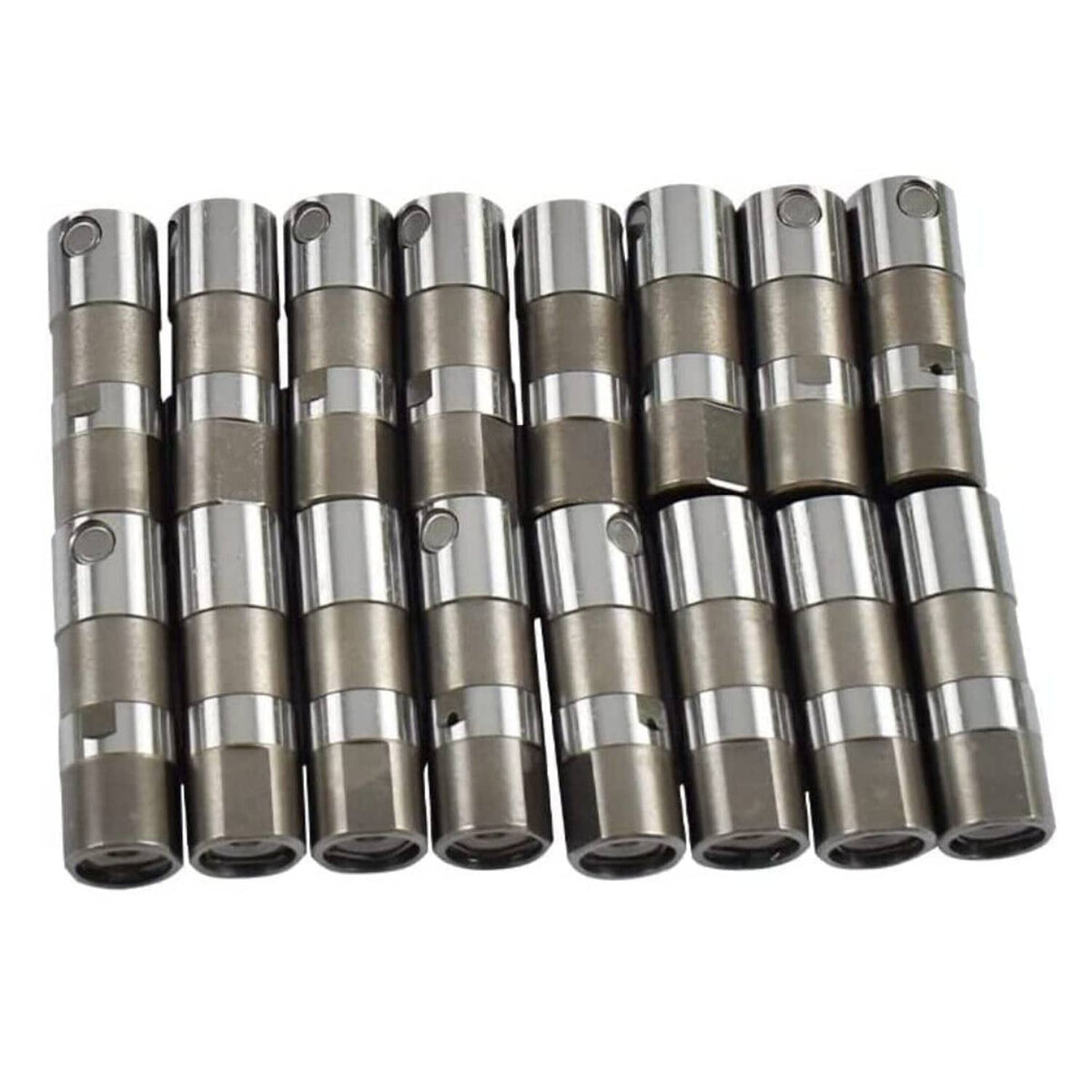 Metal cam lifter kit with multiple cylindrical lifters and domed tops