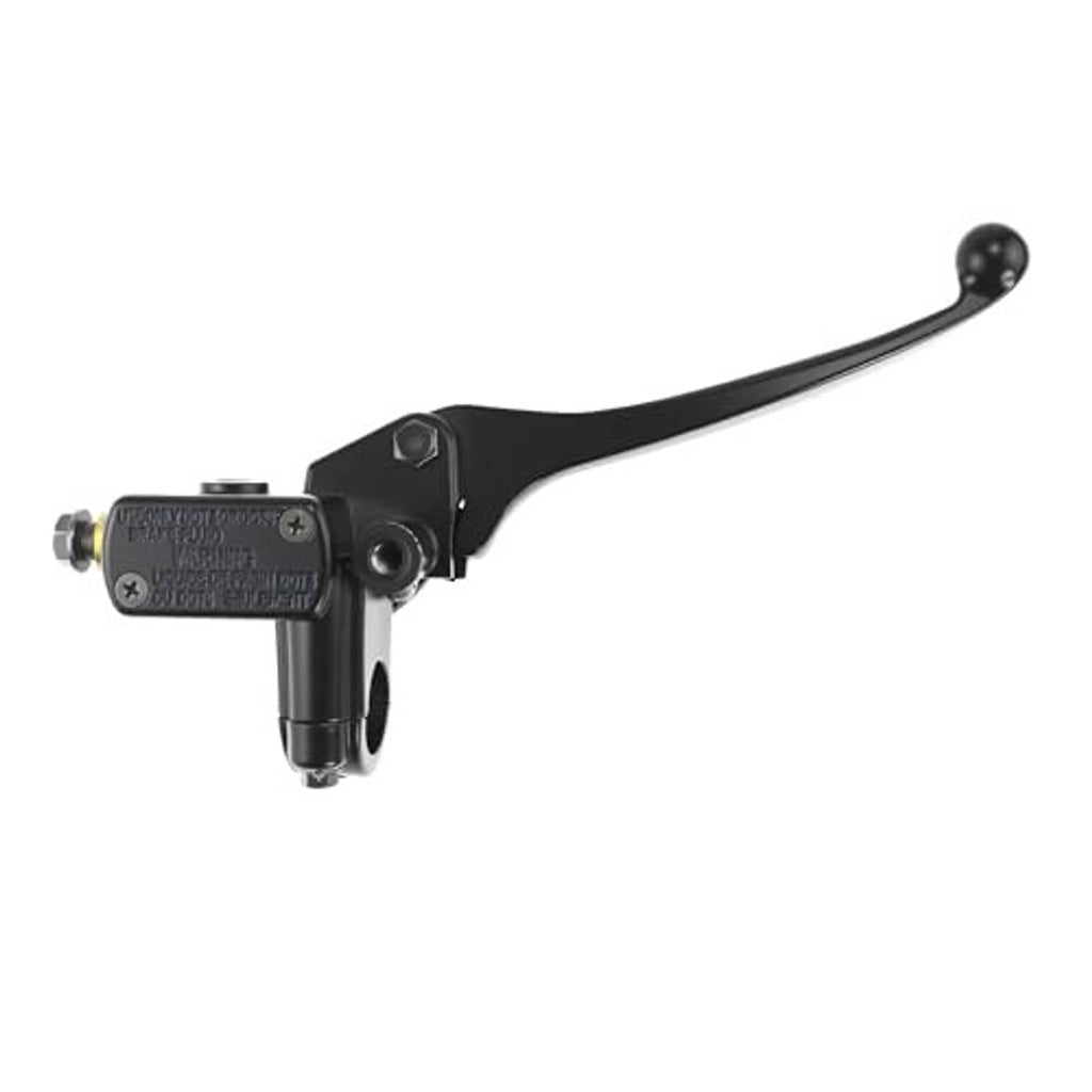 Brake master cylinder lever pump with black lever and reservoir body with cap