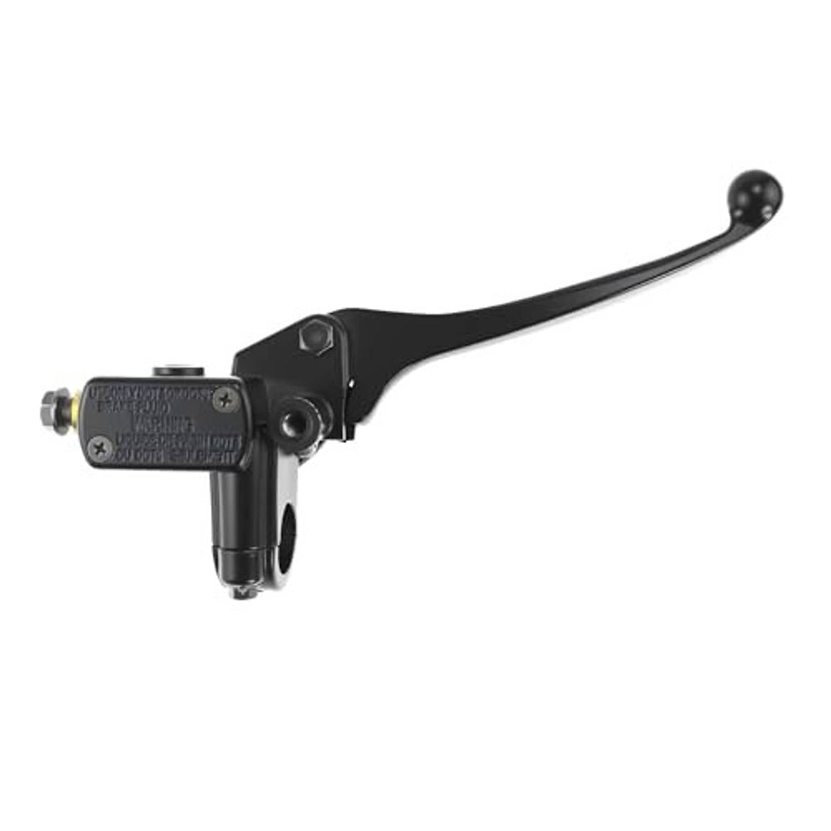 Brake master cylinder lever pump with black lever and reservoir body with cap