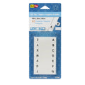 Alphabet divider tabs, white with A–Z printed letters, permanent adhesive tabs set