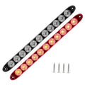 15.5 in red LED trailer light bar, black housing, clear lens, circular LED array with mounting screws