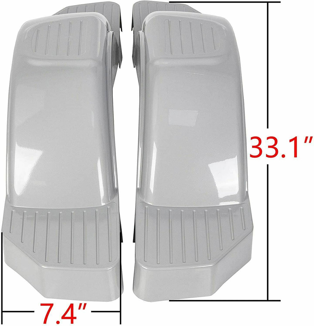 Pair of gray plastic trailer fender steps with ribbed tread surfaces