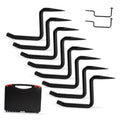 Set of black screw-in tree steps with self-tapping ends and gray storage case