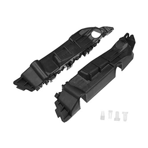 Pair of black front bumper mounting support brackets, left and right, with clips