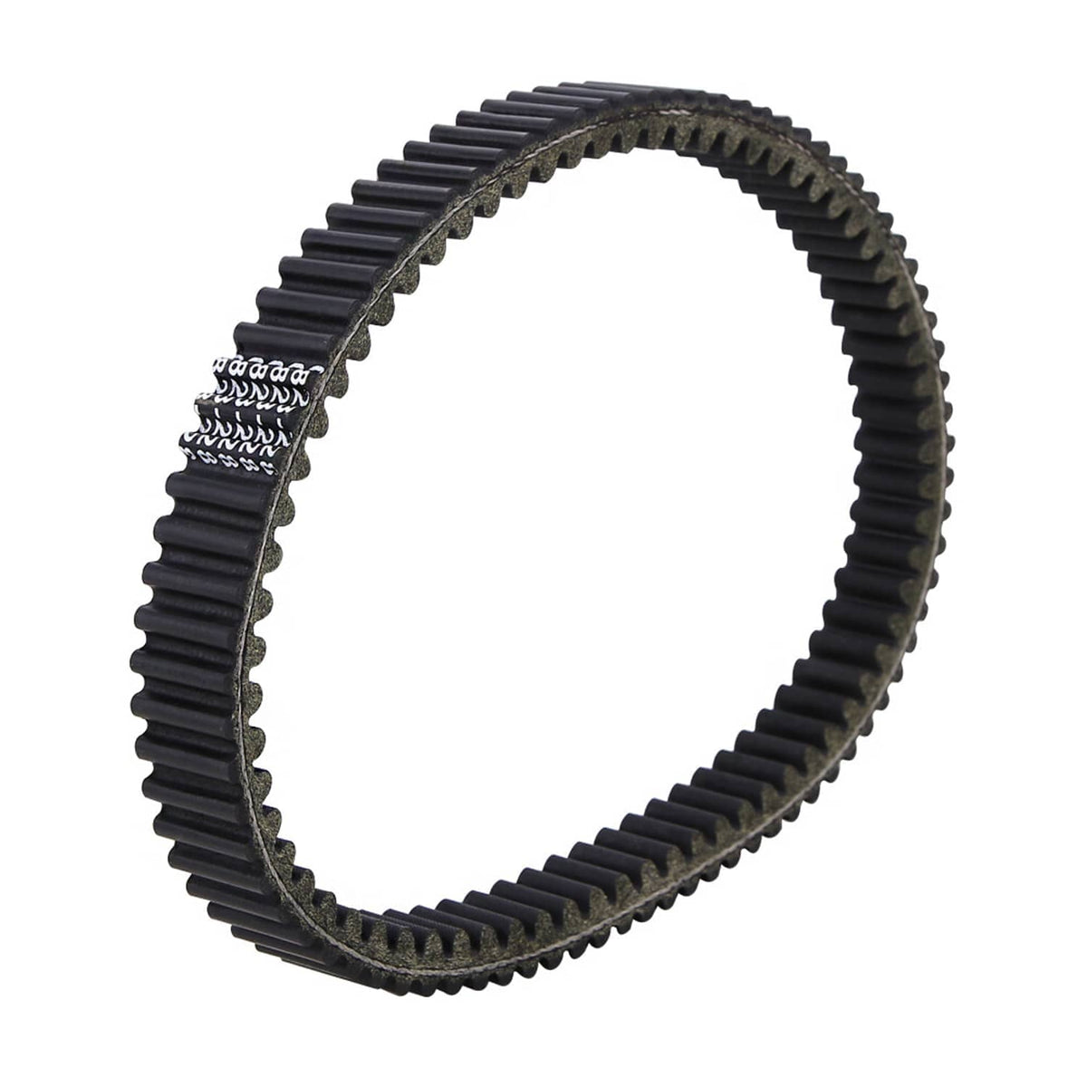ATV drive belt ring with black cog teeth and rough gray inner edge