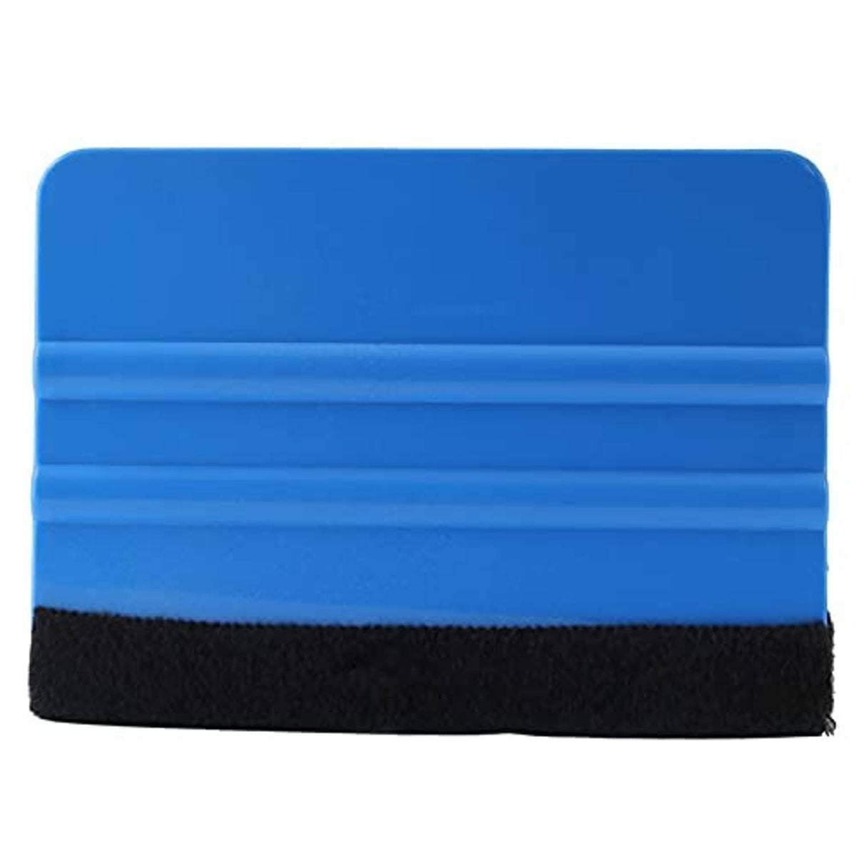 Single blue felt-edge squeegee scraper with black felt pad