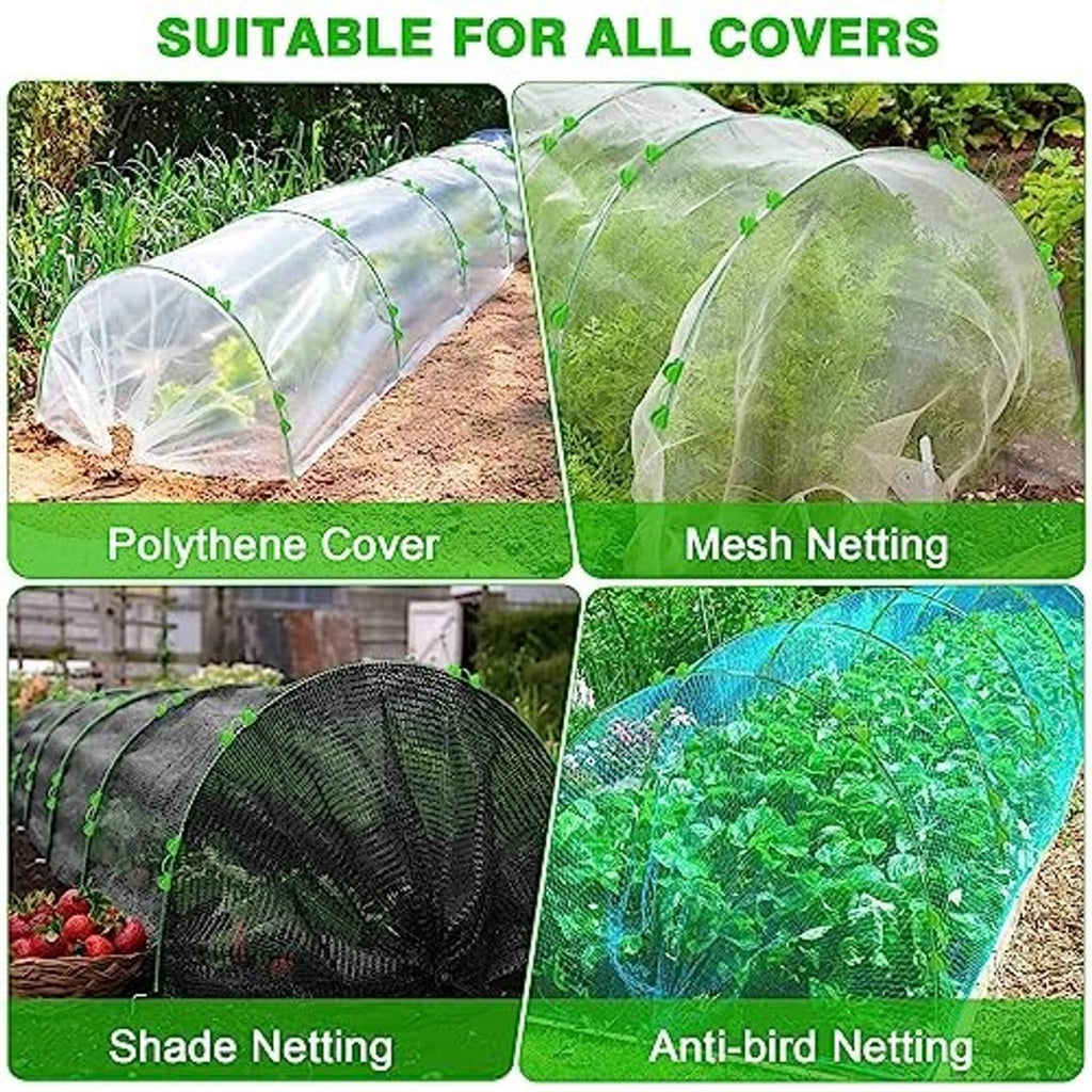 Green hoops compatible with polythene, mesh, shade, and anti-bird garden covers