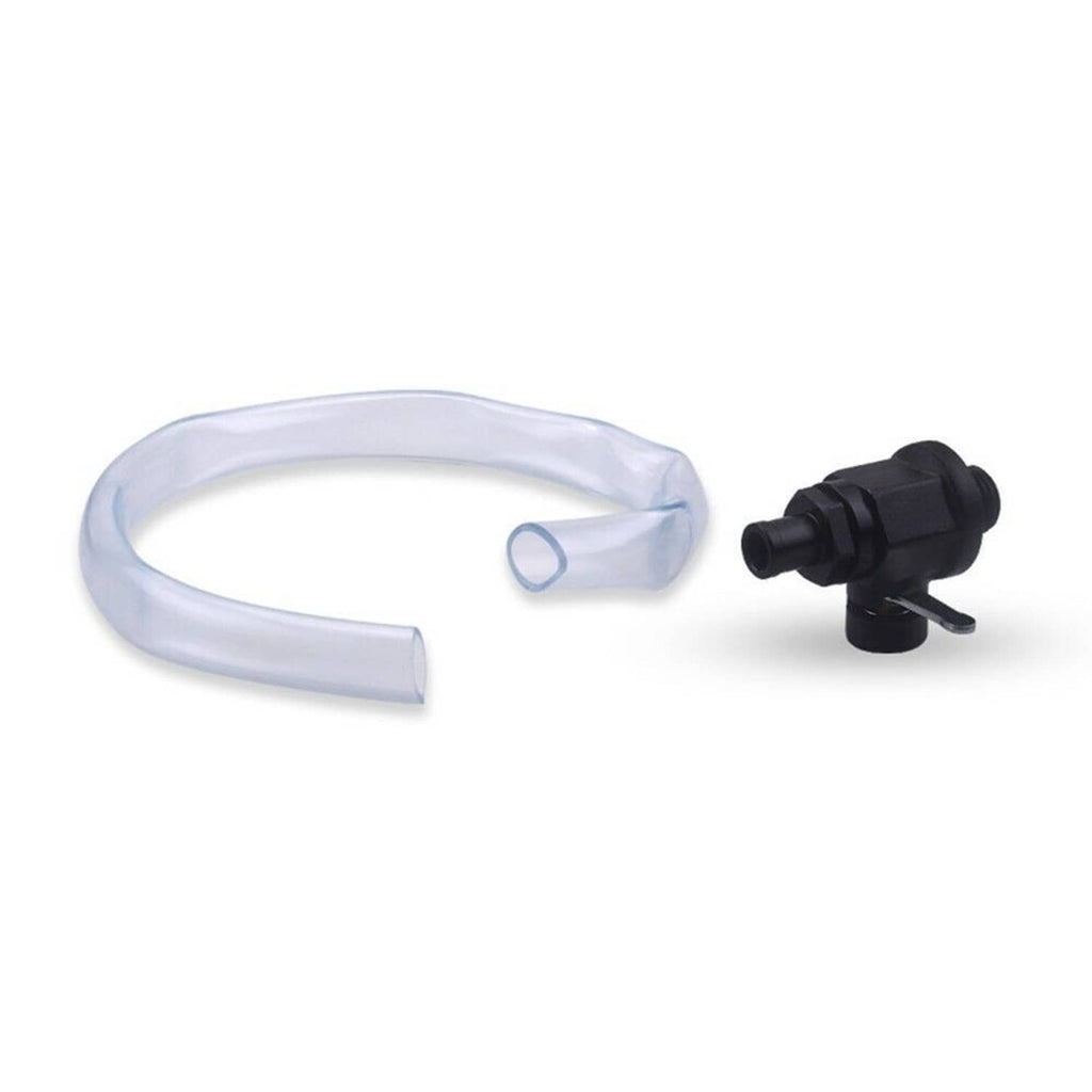 Engine oil drain valve kit with black valve and clear protective hose