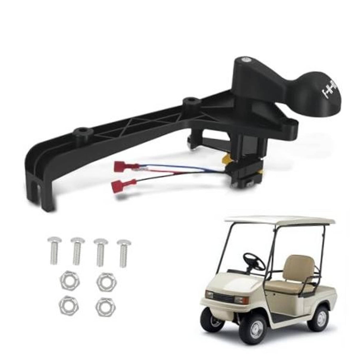 Forward and reverse shifter assembly kit with black handle, wiring, screws, and nuts