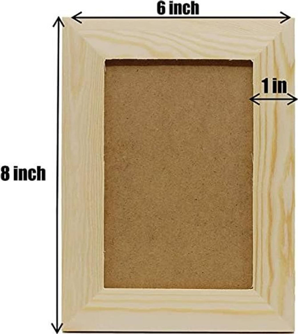 Unfinished pine wood picture frame, 6x8 inch size with 1 inch depth