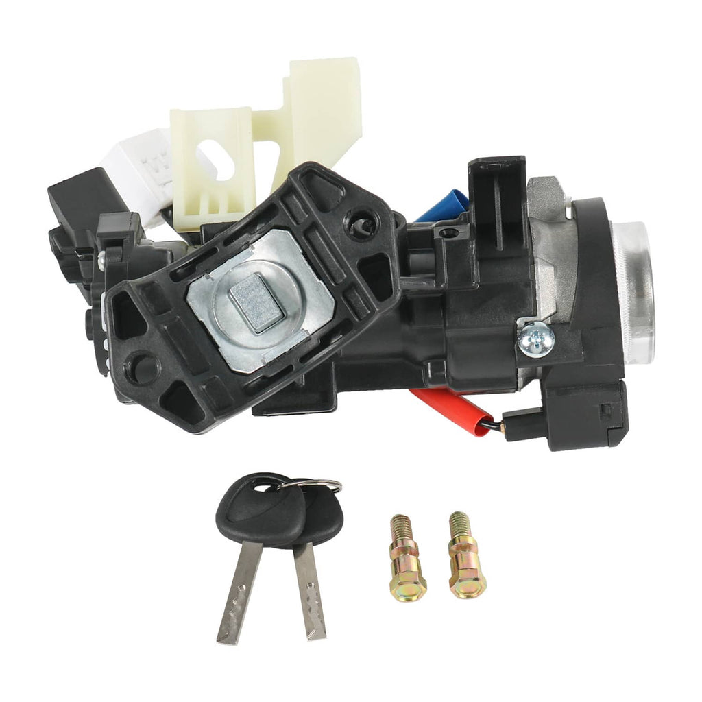 Ignition lock switch set assembly with keys, blue wire, and black ignition module
