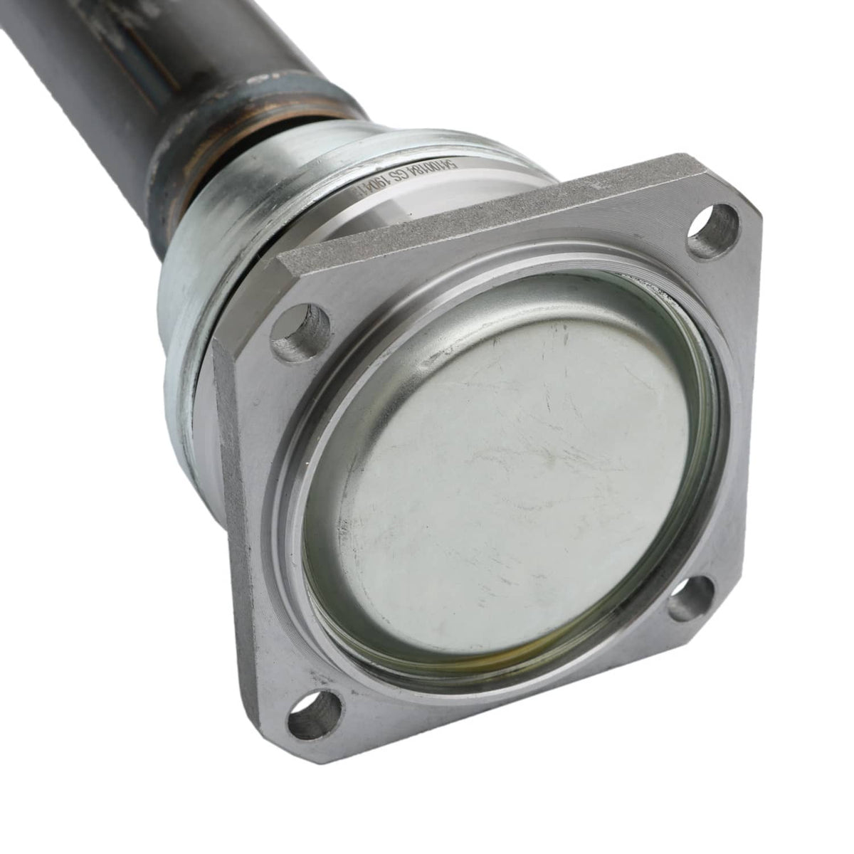 Front prop drive shaft assembly flange with round seal opening and bolt holes