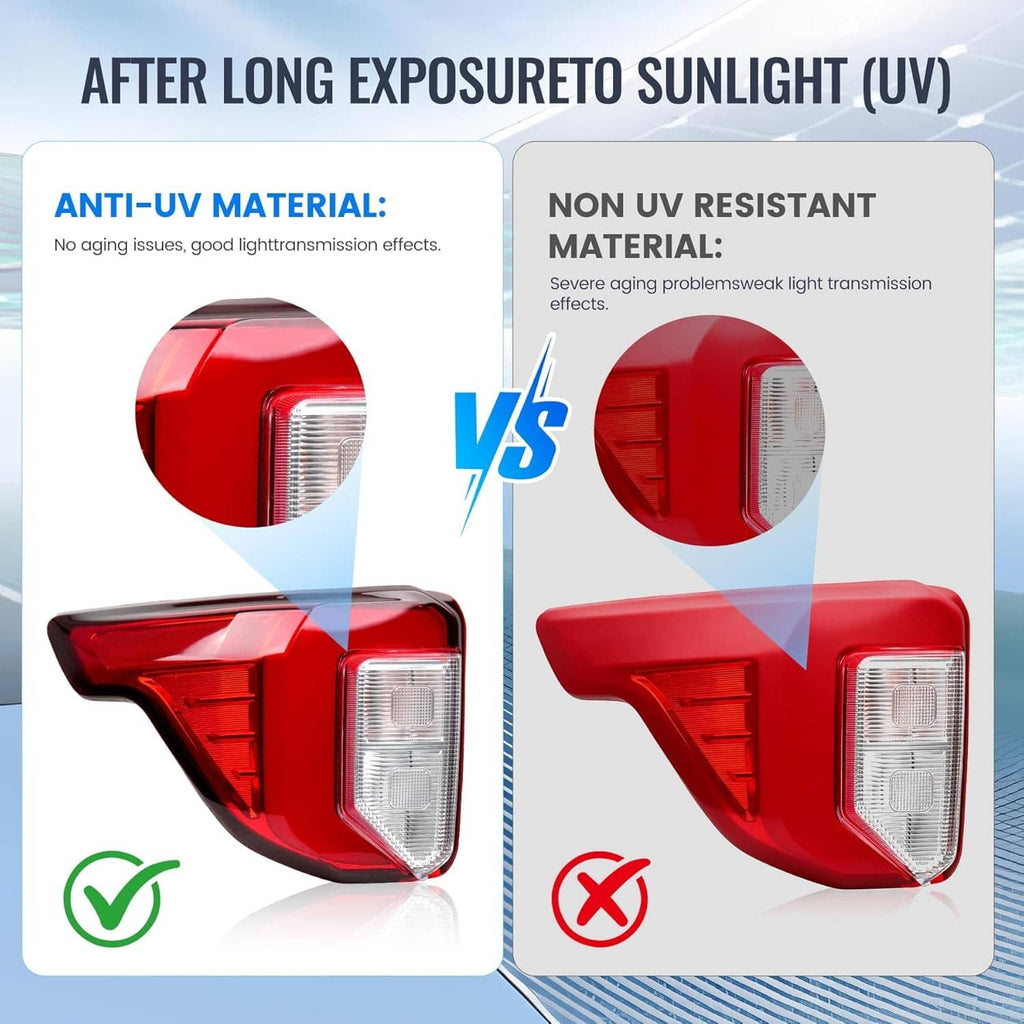 Red left tail light with clear lens, close-up showing light housing details