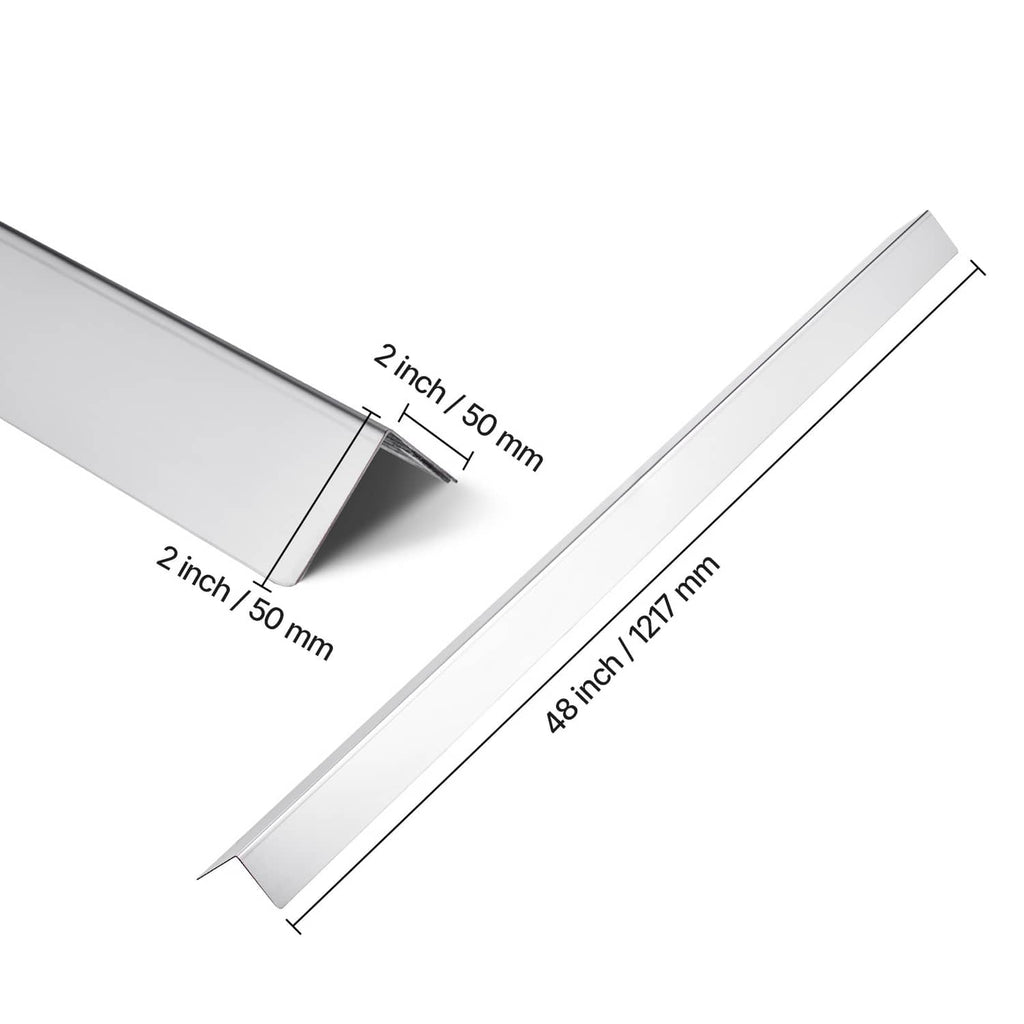 Brushed stainless steel corner guard strip, 2 in wide, 48 in long, self-adhesive