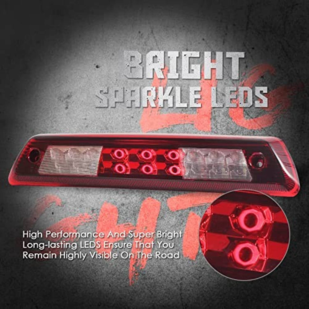 LED rear brake light assembly with red housing and clear lens sections