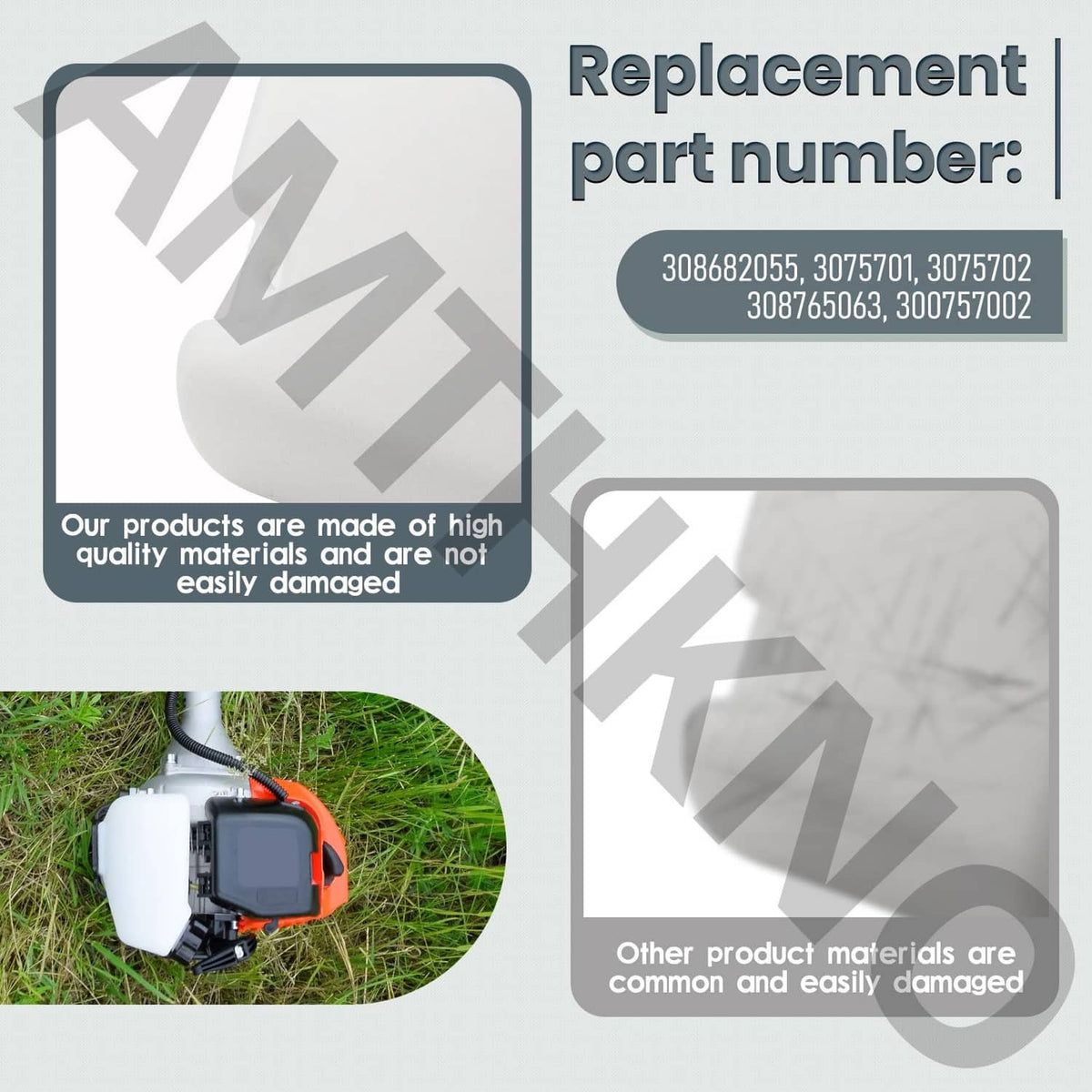 White replacement fuel tank assembly with fuel line and black cap