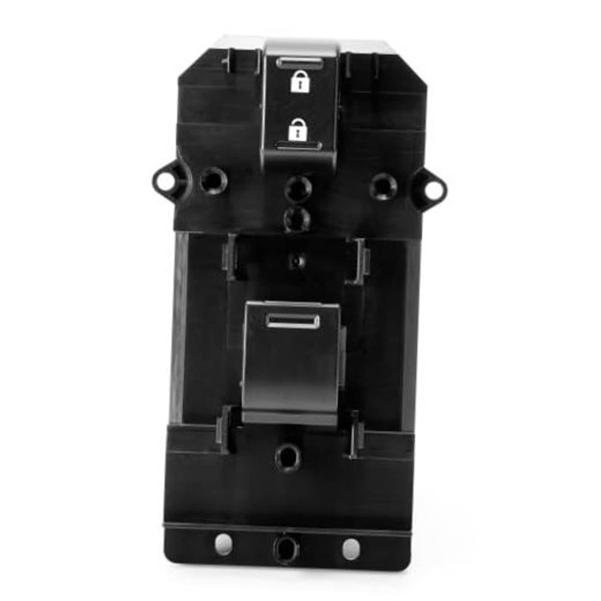 Passenger side power window switch, black plastic switch module with connector ports.