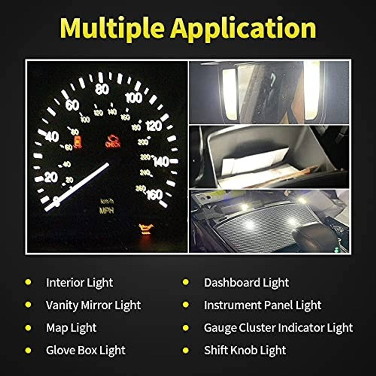 Dashboard instrument cluster with bright white gauge lighting