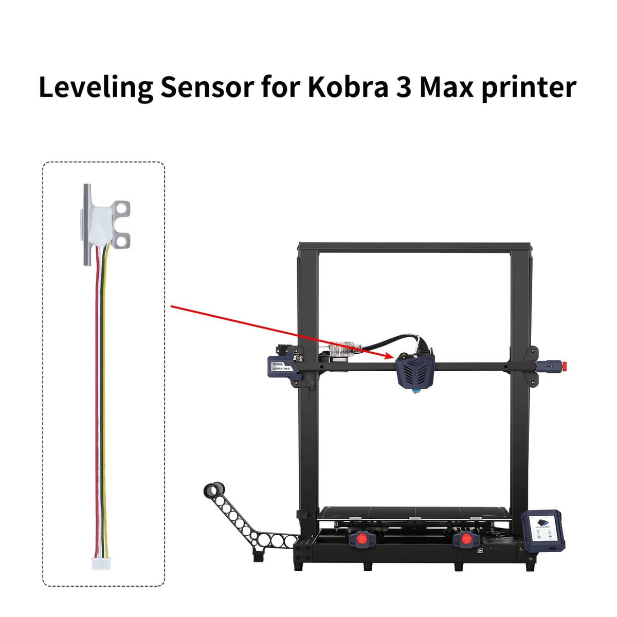 Printer leveling strain gauge sensor with metal bracket and multicolor wire harness