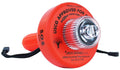 Red USCG-approved SOS LED distress flare with clear lens and black lanyard cord