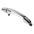 Chrome exterior door handle with black mounting bracket, outside passenger side