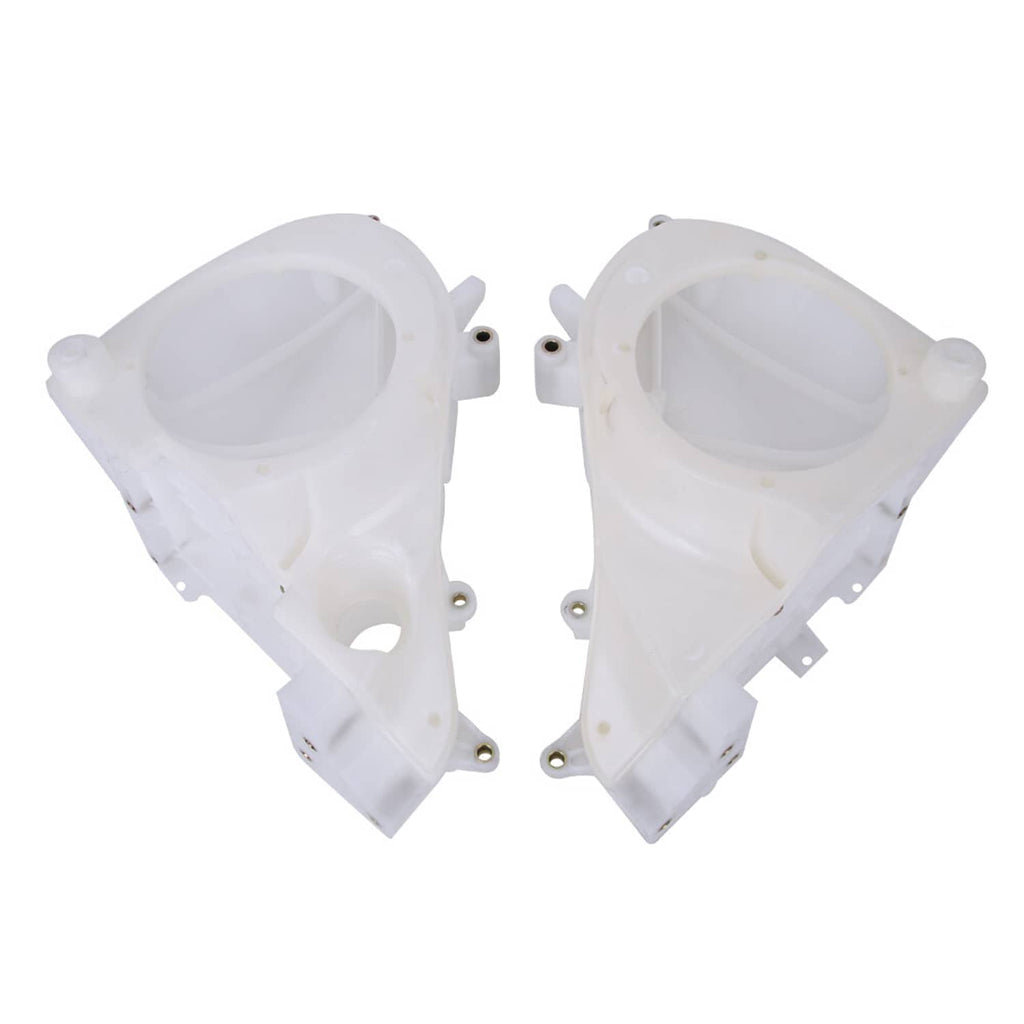 Pair of white inner fairing speaker covers, angled, each with a large circular opening