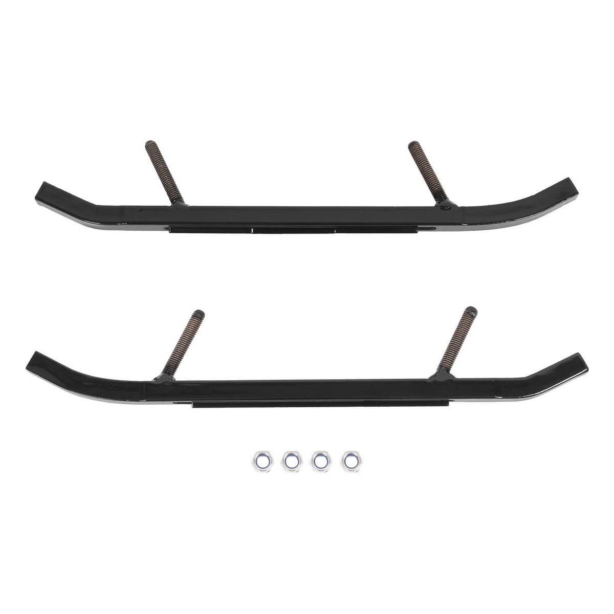 Black curved ski wear bars with mounting bolts and brackets