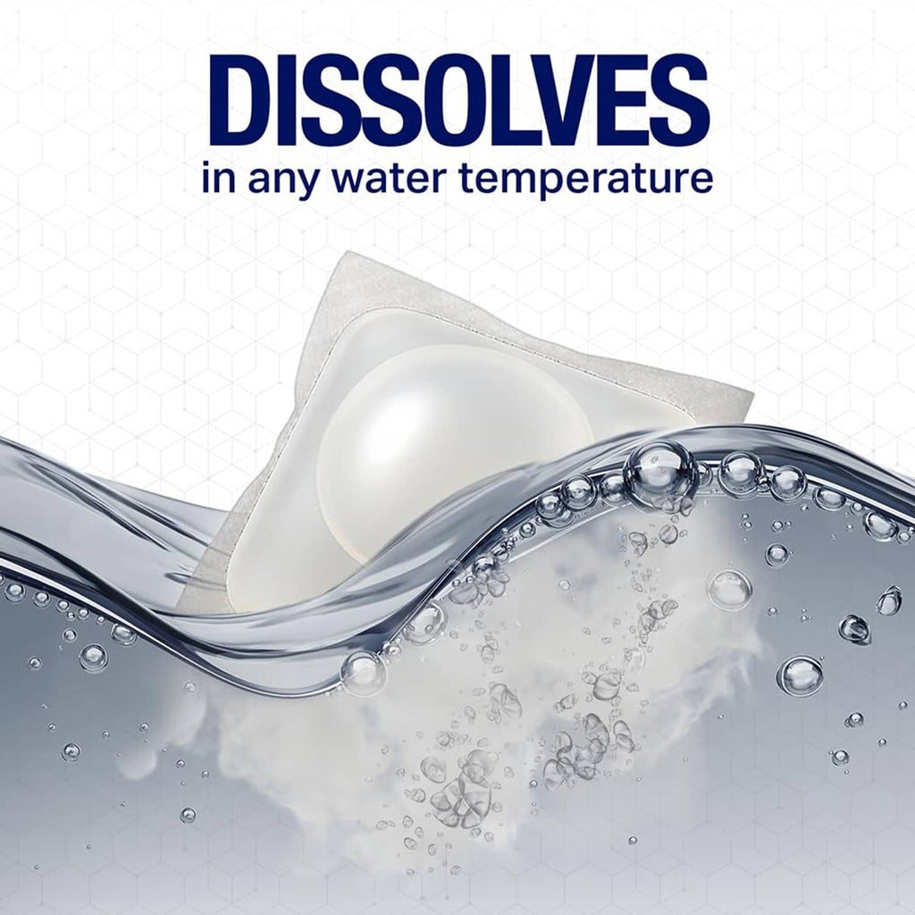 Dissolving laundry detergent pack pod with water ripples for activewear washing