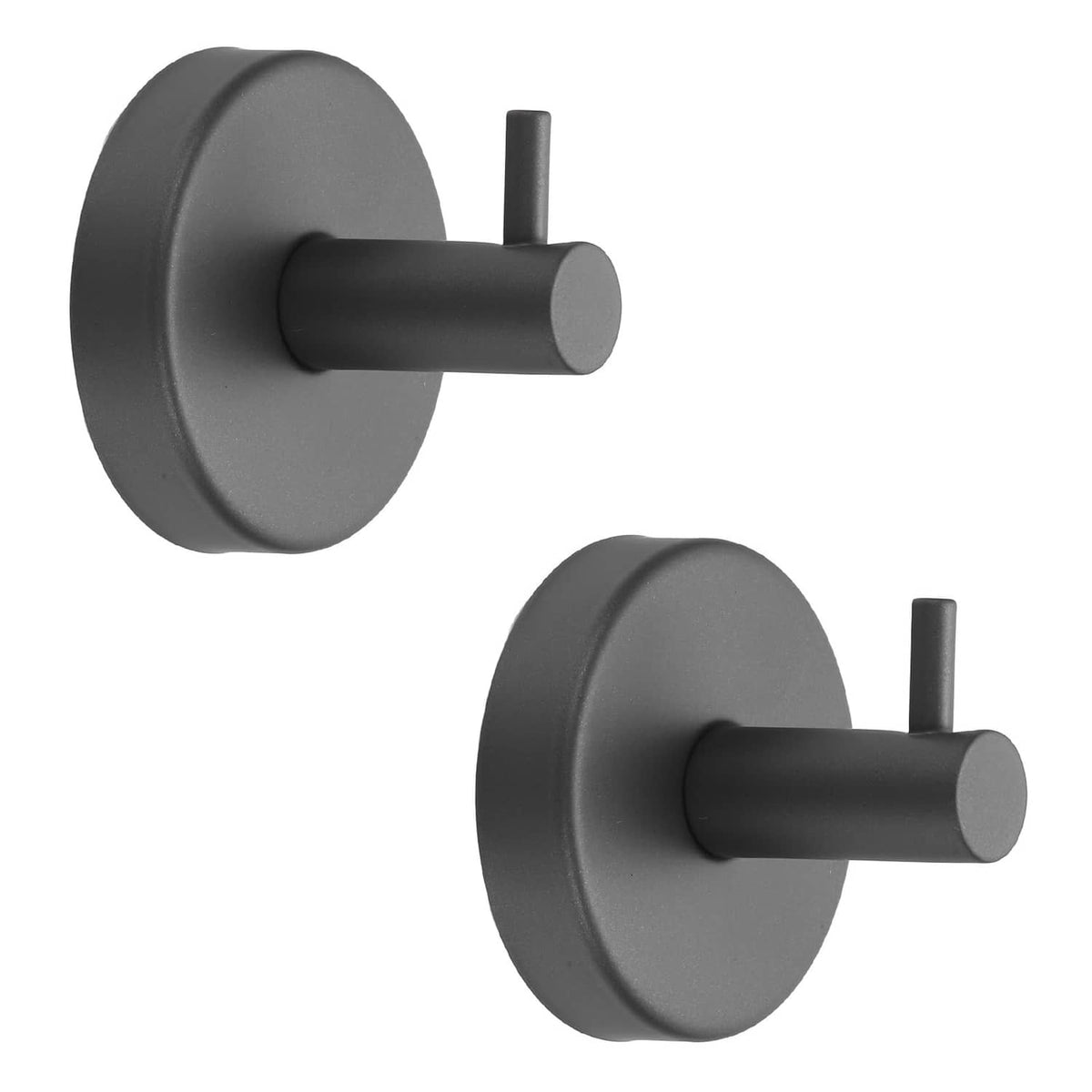 Gray suction cup shower hooks, 2-pack with round bases and bar hangers