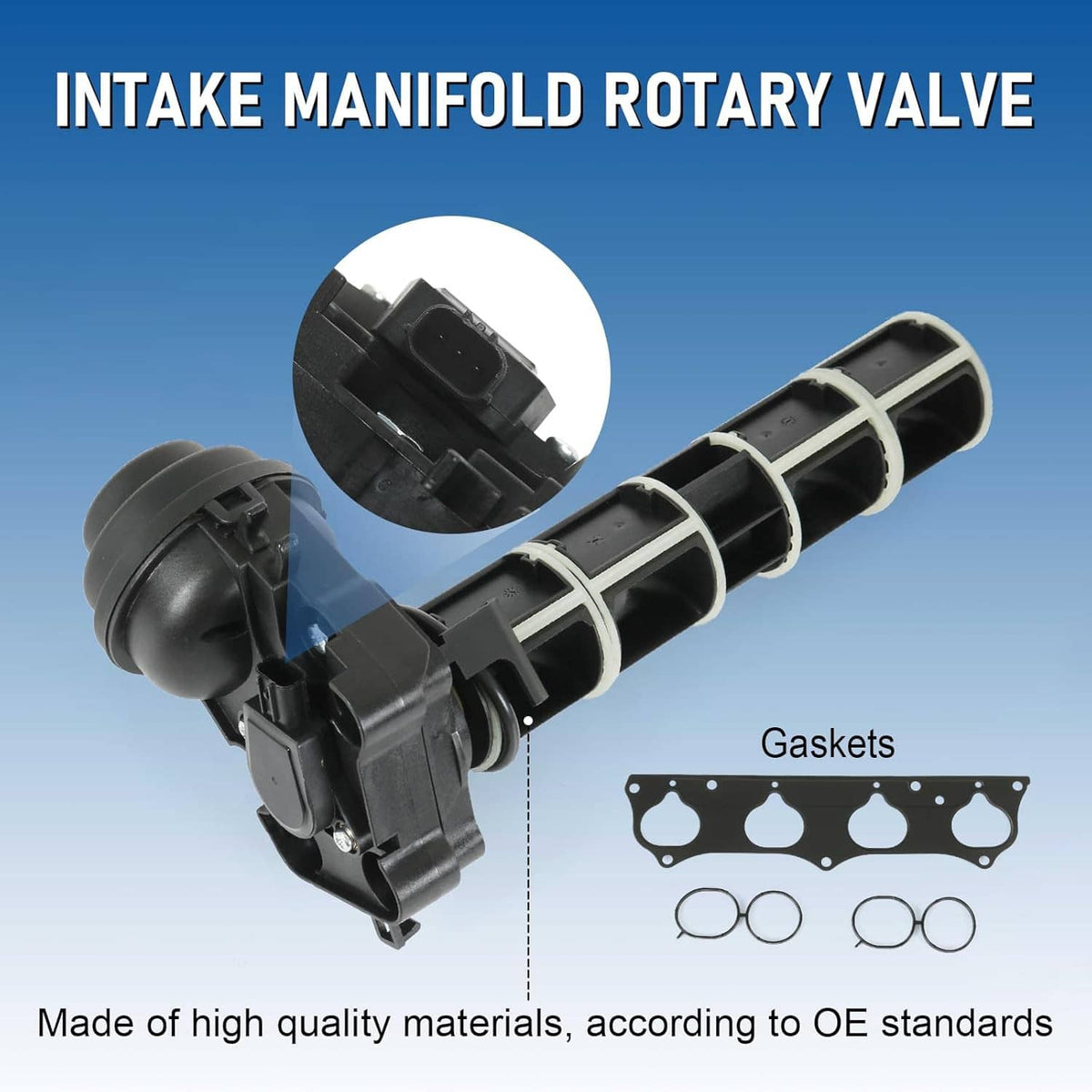 Intake manifold rotary valve assembly with black rotary housing and bundled gaskets