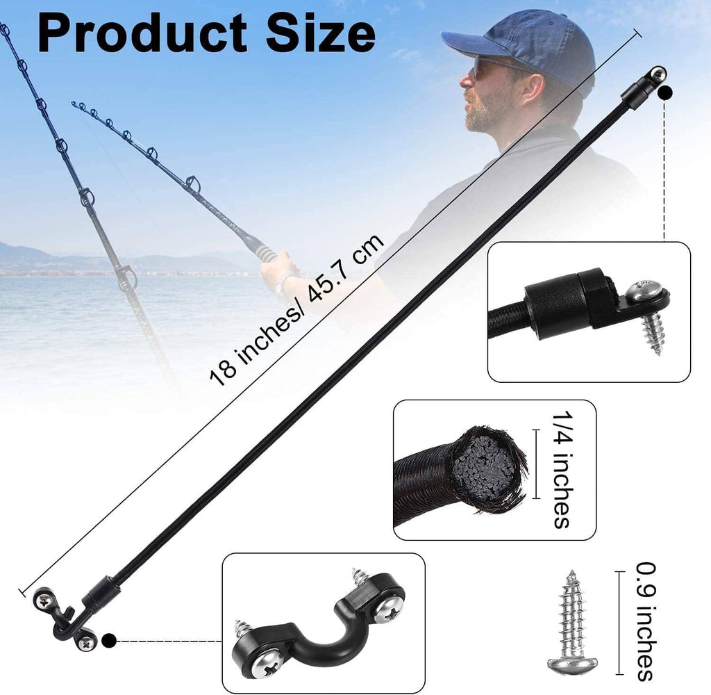 Black flexible rod strap holder with metal hook ends and mounting screws