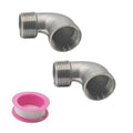 Stainless steel 90-degree NPT elbow fitting, male to female threaded ends