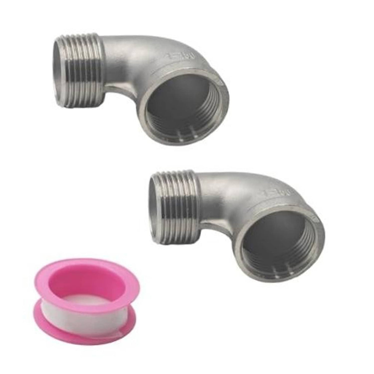 Stainless steel 90-degree NPT elbow fitting, male to female threaded ends
