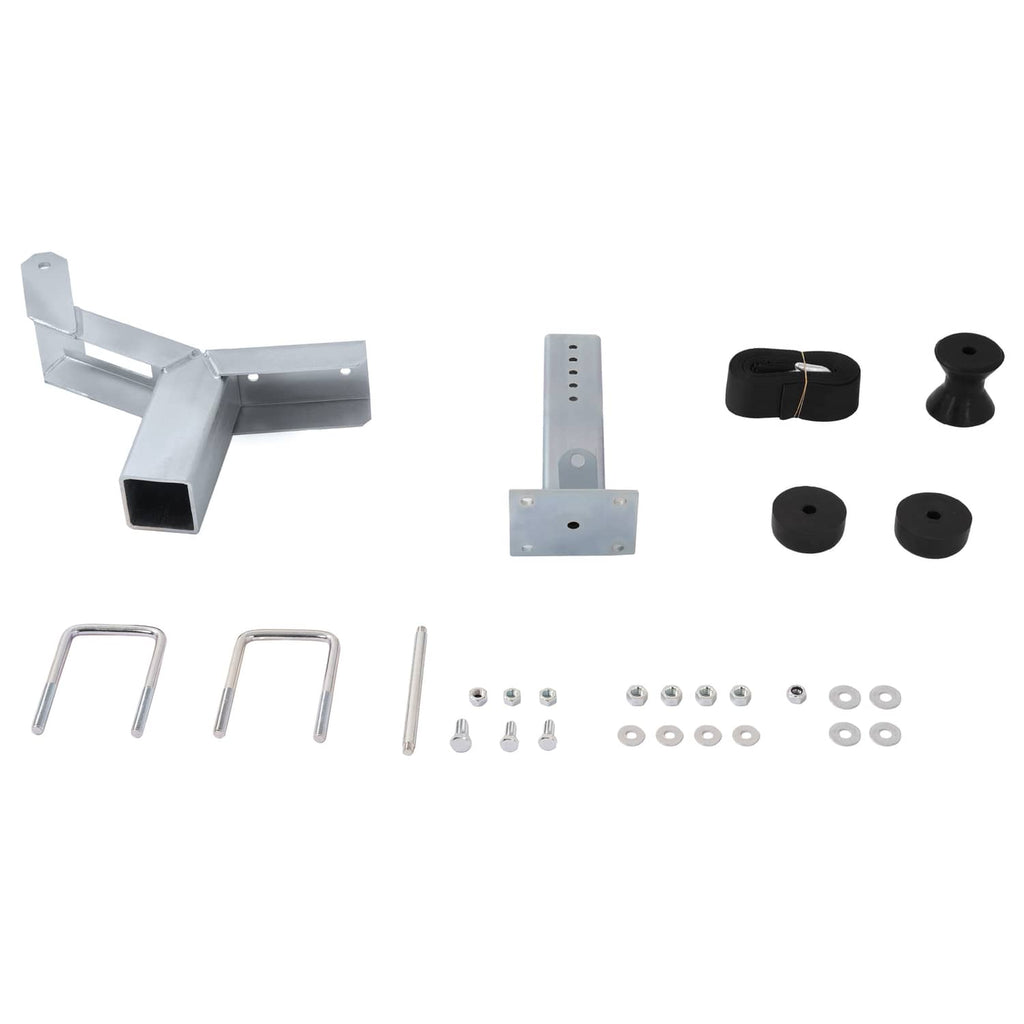 Boat trailer winch stand hardware kit with roller, brackets, and mounting parts