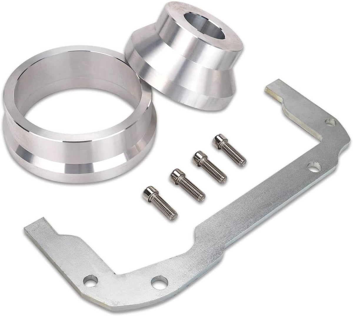 LS rear main seal and oil pan alignment tool kit: metal rings, bolts, and bracket