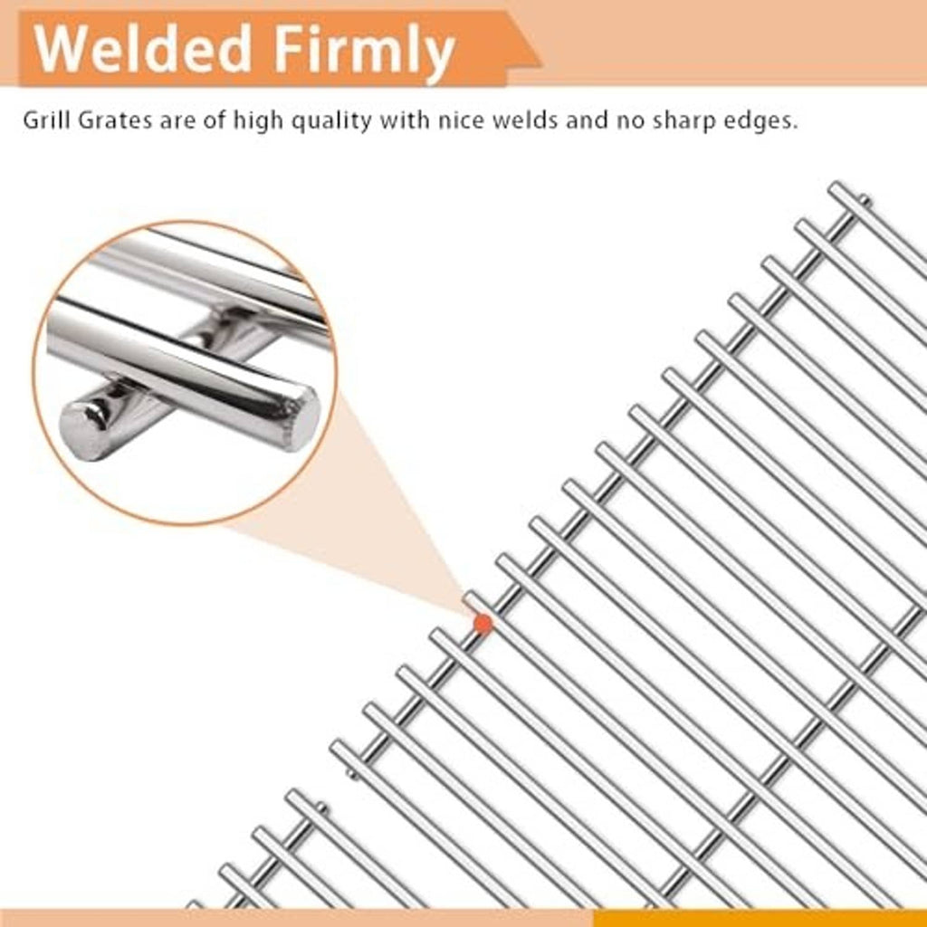 Stainless steel welded rod cooking grate bars with smooth, joined edges